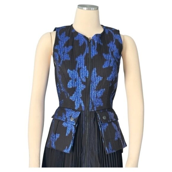 Anthropologie Bhanuni by Jyoti Sleeveless Metallic Jacquard Pleated Midi Dress - Picture 6 of 11